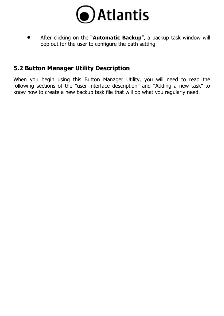 2 button manager utility description | Atlantis DISKMASTER HDE 103 User Manual | Page 23 / 37