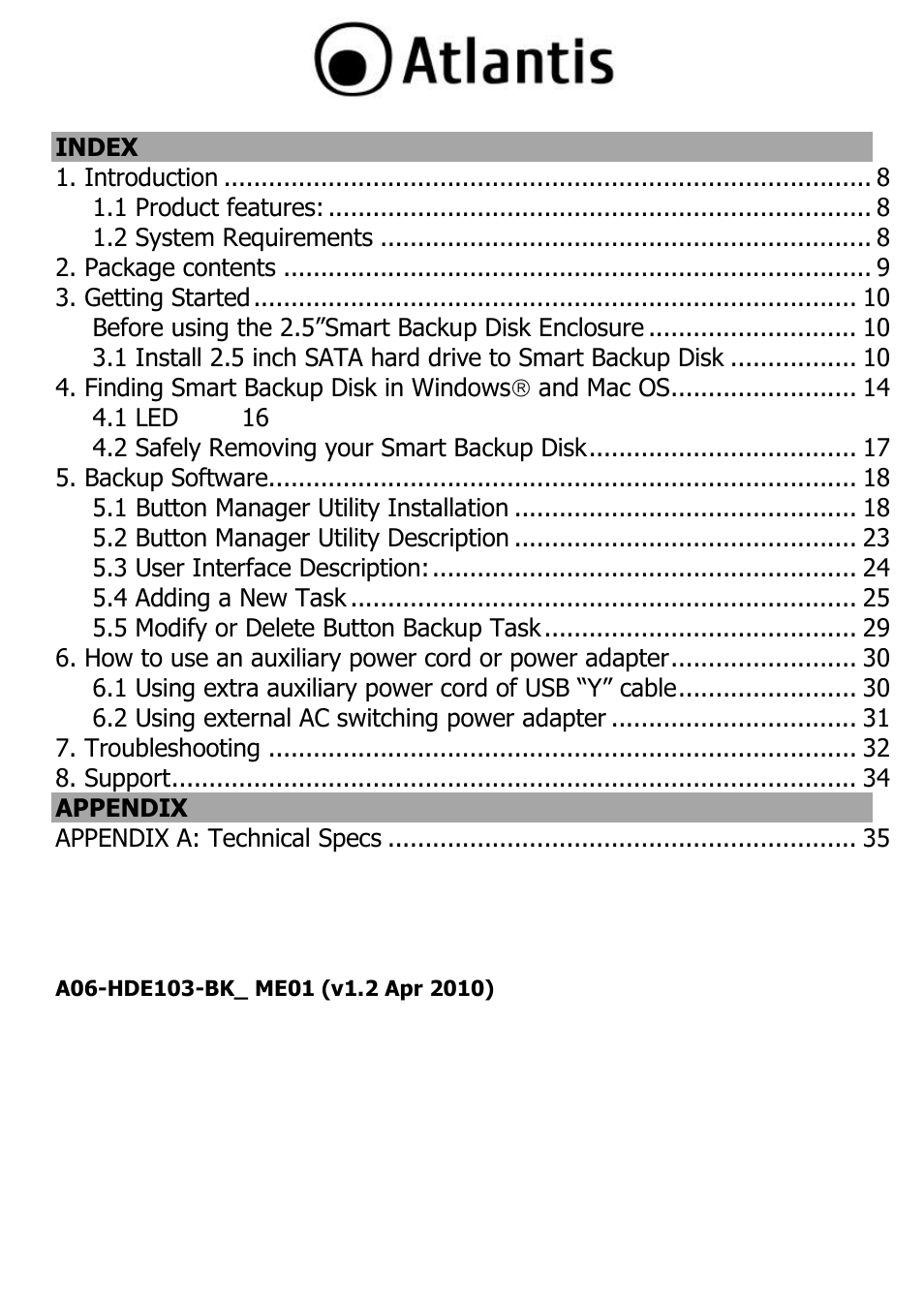 Atlantis DISKMASTER HDE 103 User Manual | Page 3 / 37