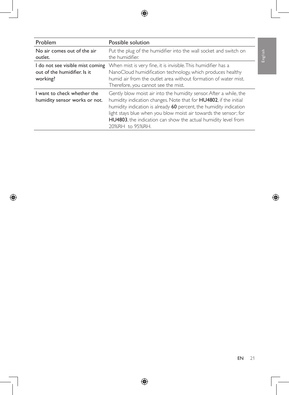 Philips Humidificateur d'air User Manual | Page 21 / 108