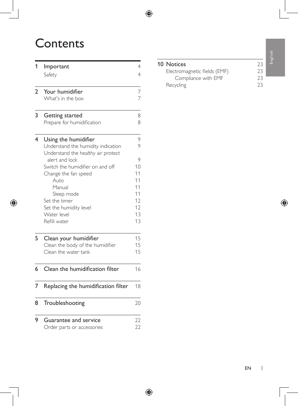 Philips Humidificateur d'air User Manual | Page 3 / 108