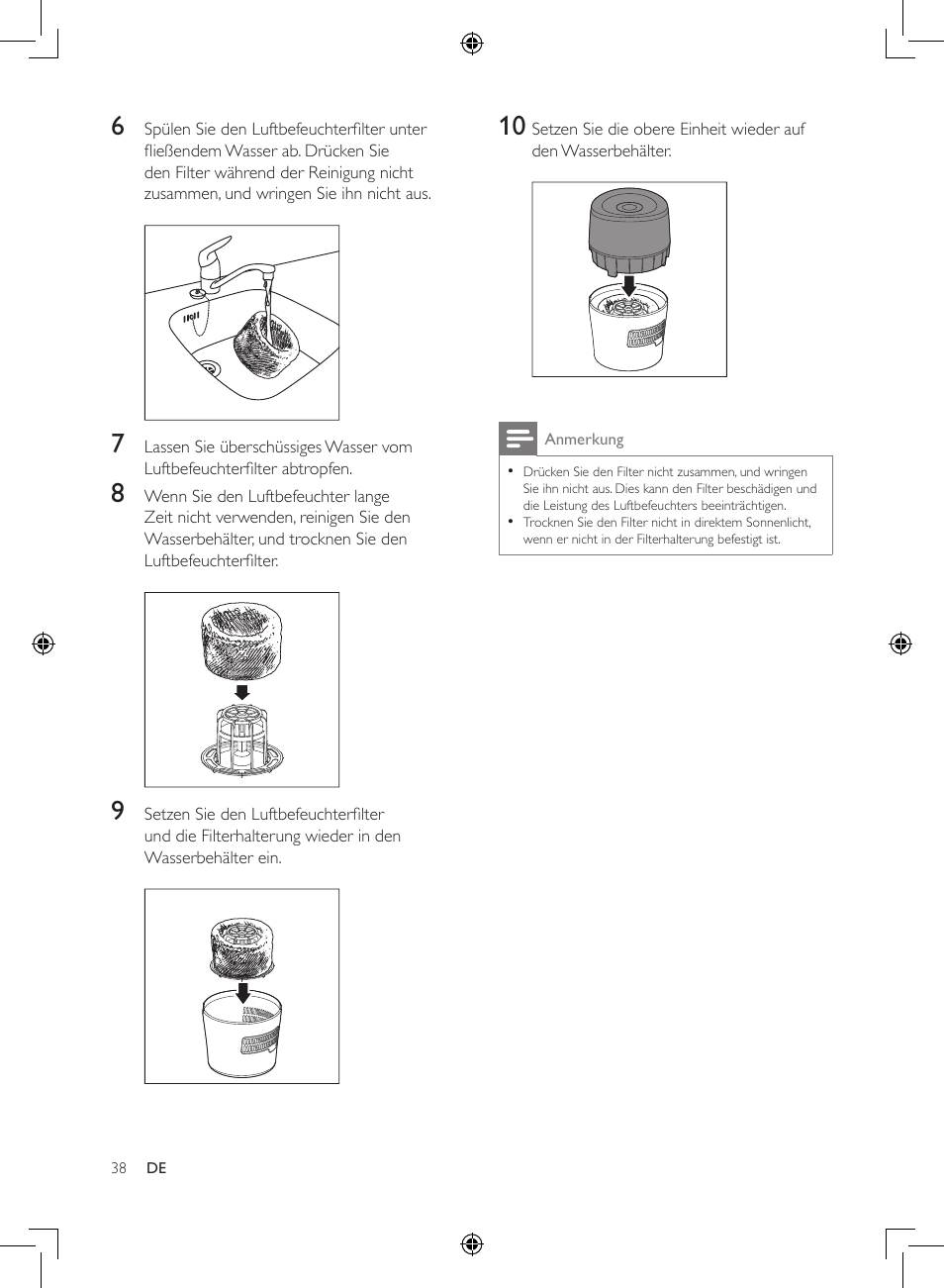 Philips Humidificateur d'air User Manual | Page 38 / 108