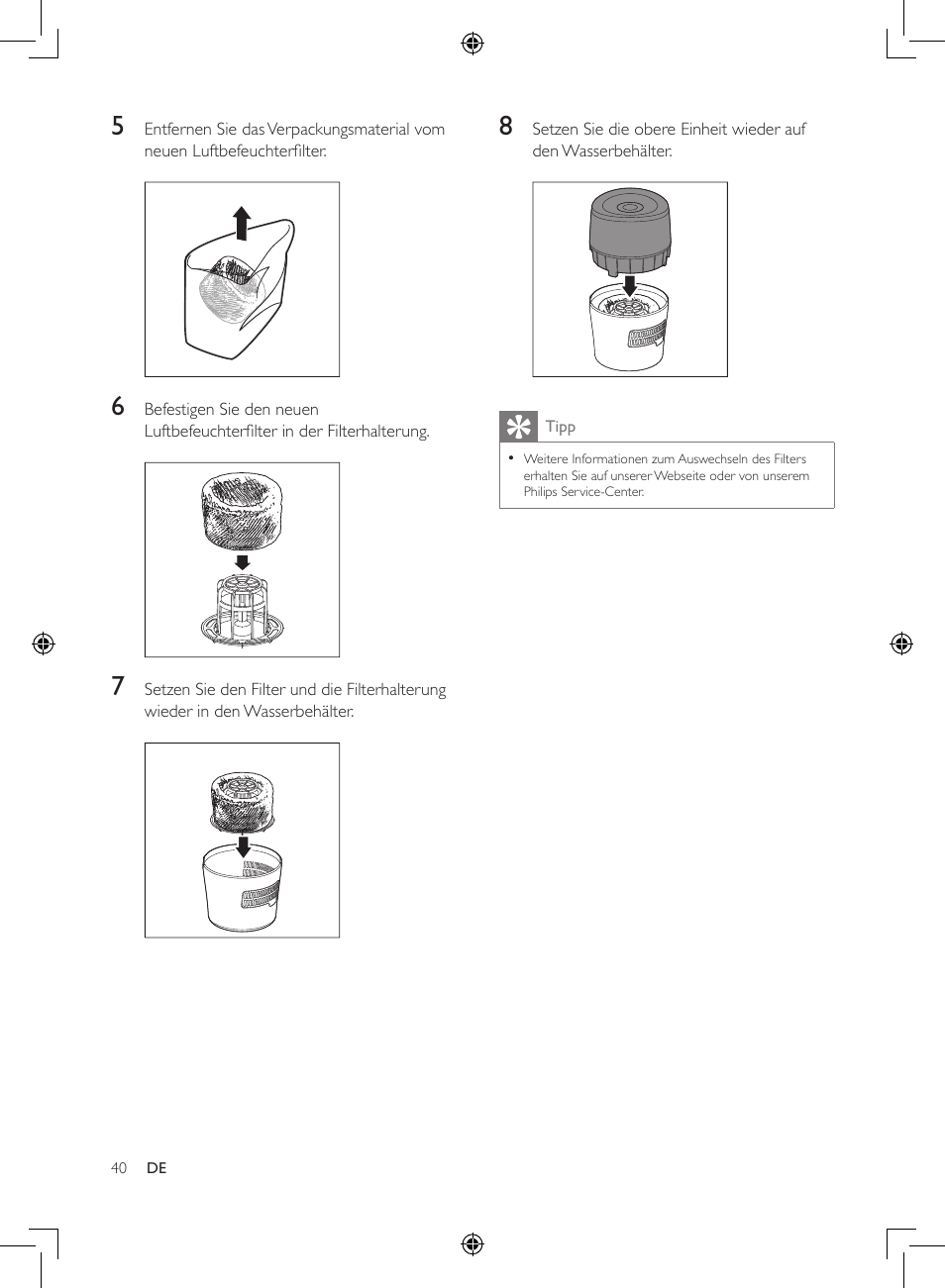 Philips Humidificateur d'air User Manual | Page 40 / 108
