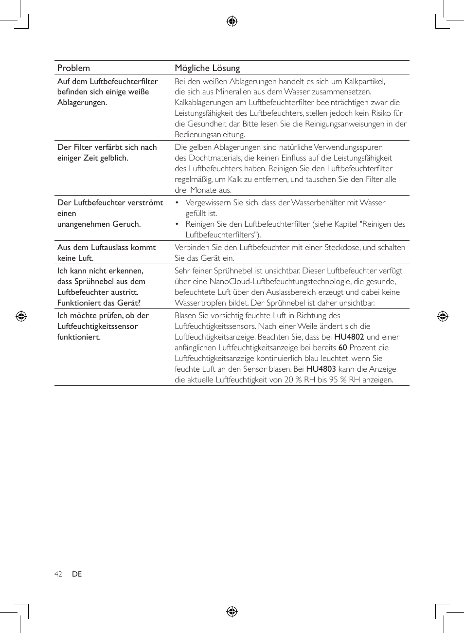 Philips Humidificateur d'air User Manual | Page 42 / 108