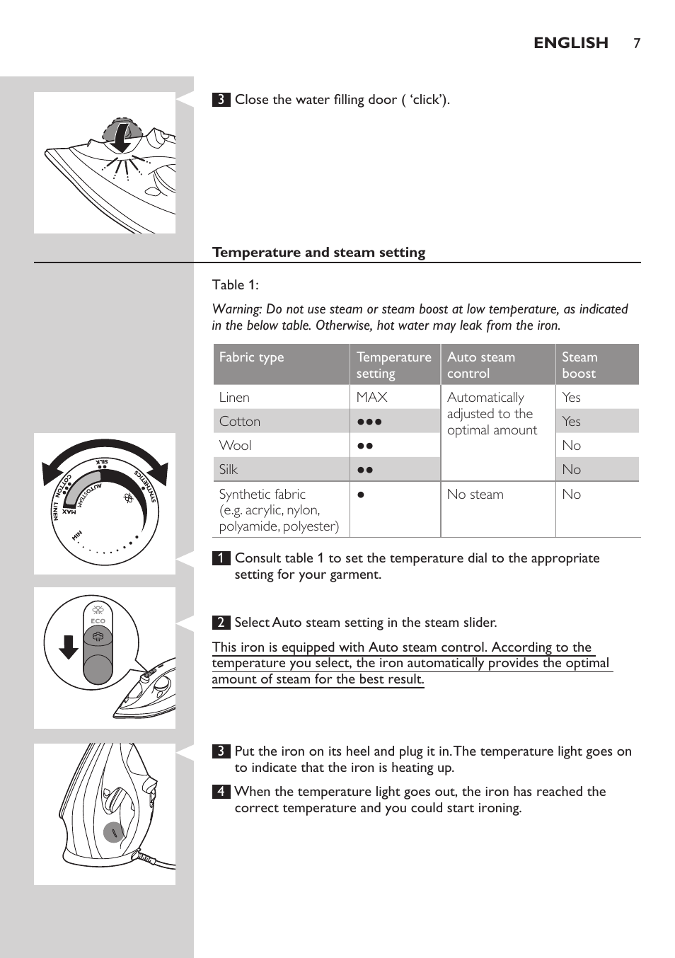 Philips Azur Performer Fer vapeur User Manual | Page 7 / 31