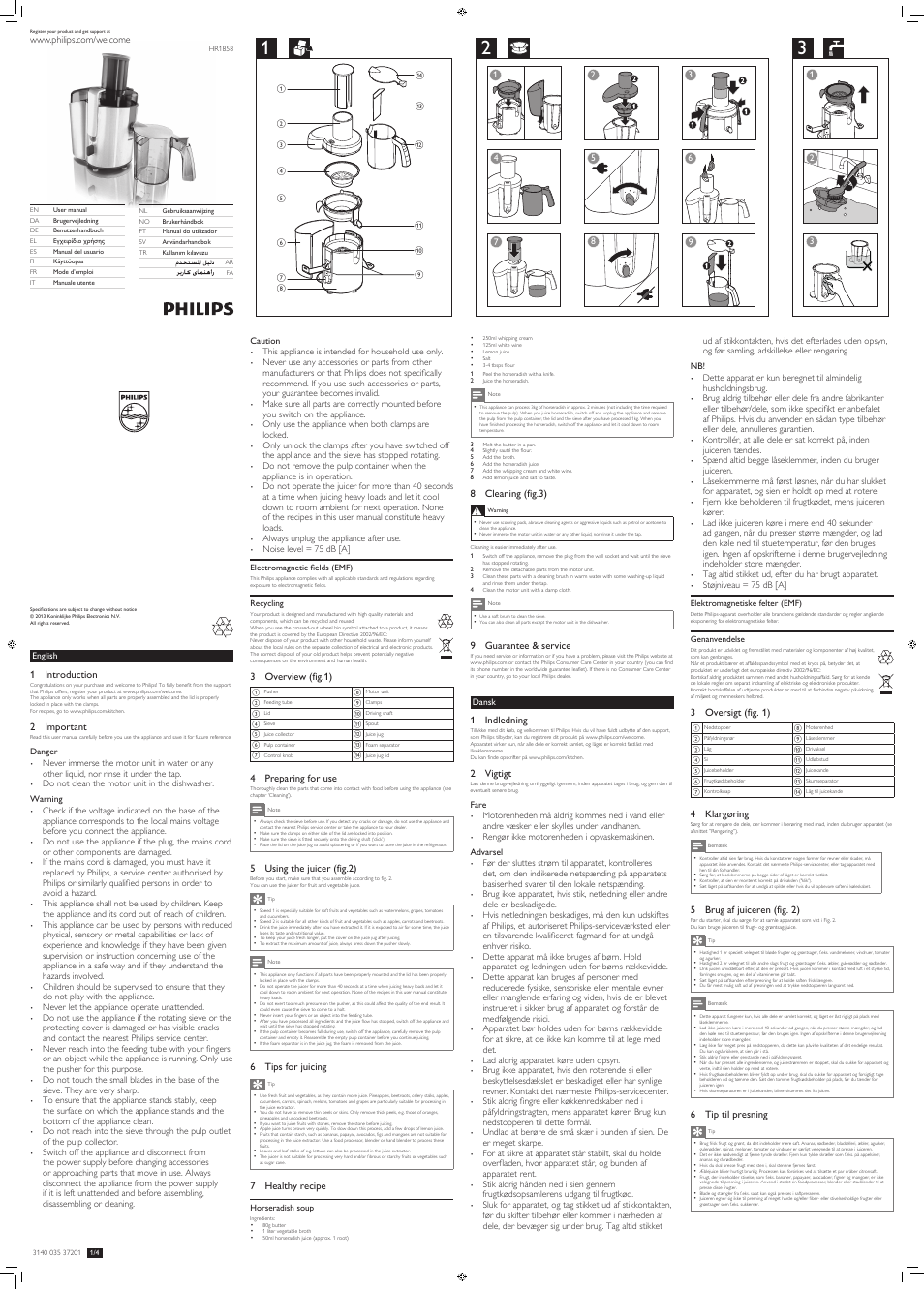 Philips Centrifugeuse User Manual | 8 pages
