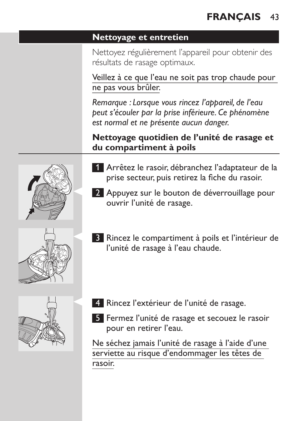 Nettoyage et entretien | Philips Rasoir électrique User Manual | Page 41 / 96