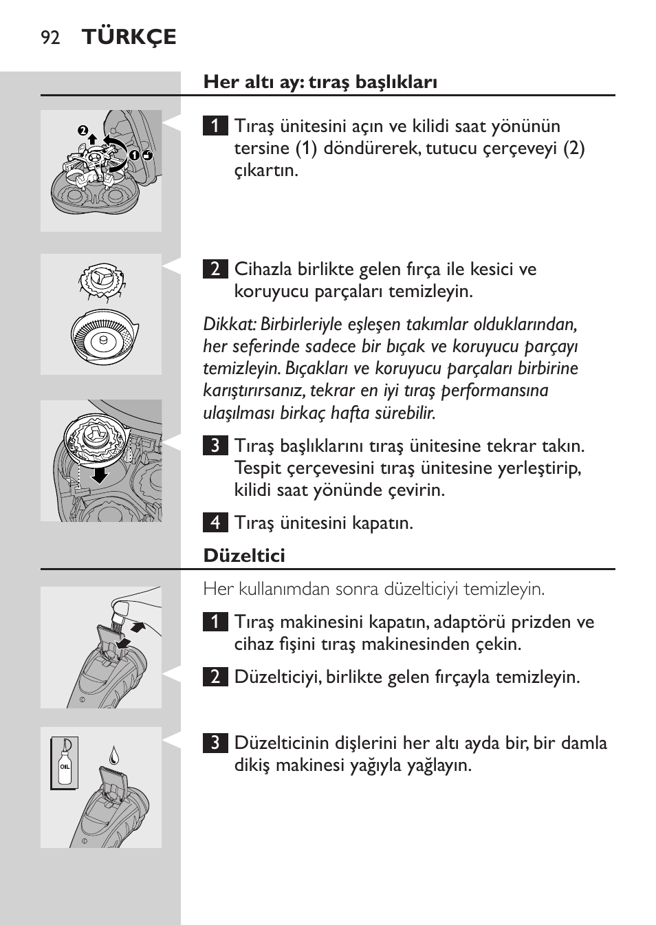 Her altı ay: tıraş başlıkları, Düzeltici | Philips Rasoir électrique User Manual | Page 90 / 96