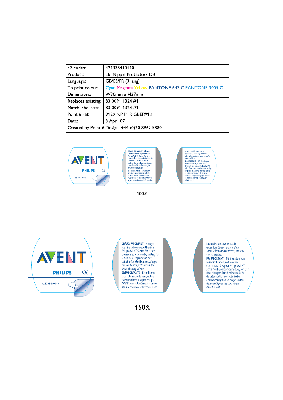 Philips AVENT Protège-mamelons User Manual | 1 page