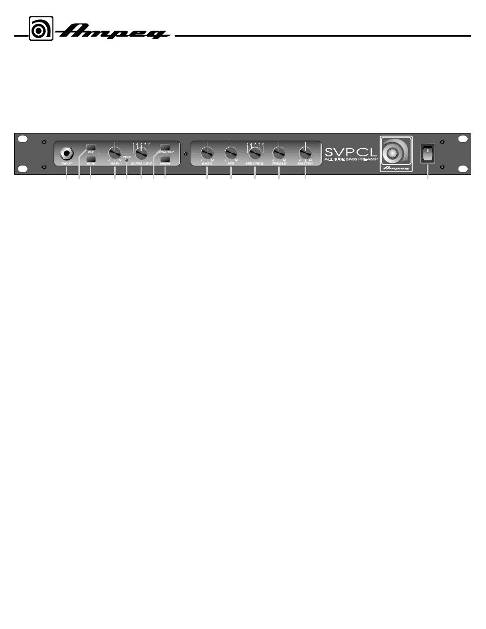 The front panel | Ampeg SVPCL User Manual | Page 4 / 8