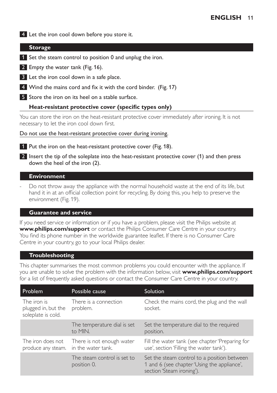 Philips Azur Fer vapeur User Manual | Page 11 / 64