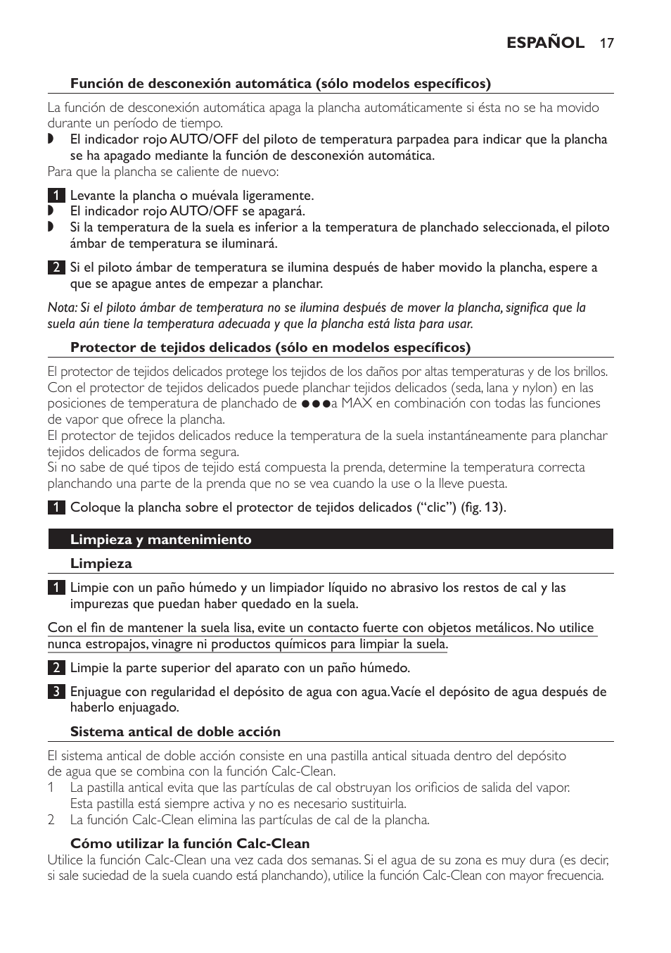 Philips Azur Fer vapeur User Manual | Page 17 / 64