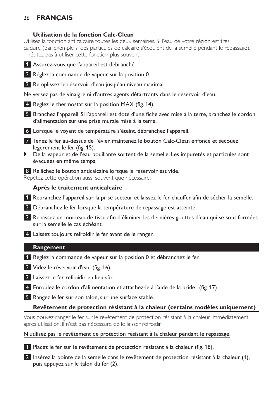 Philips Azur Fer vapeur User Manual | Page 26 / 64