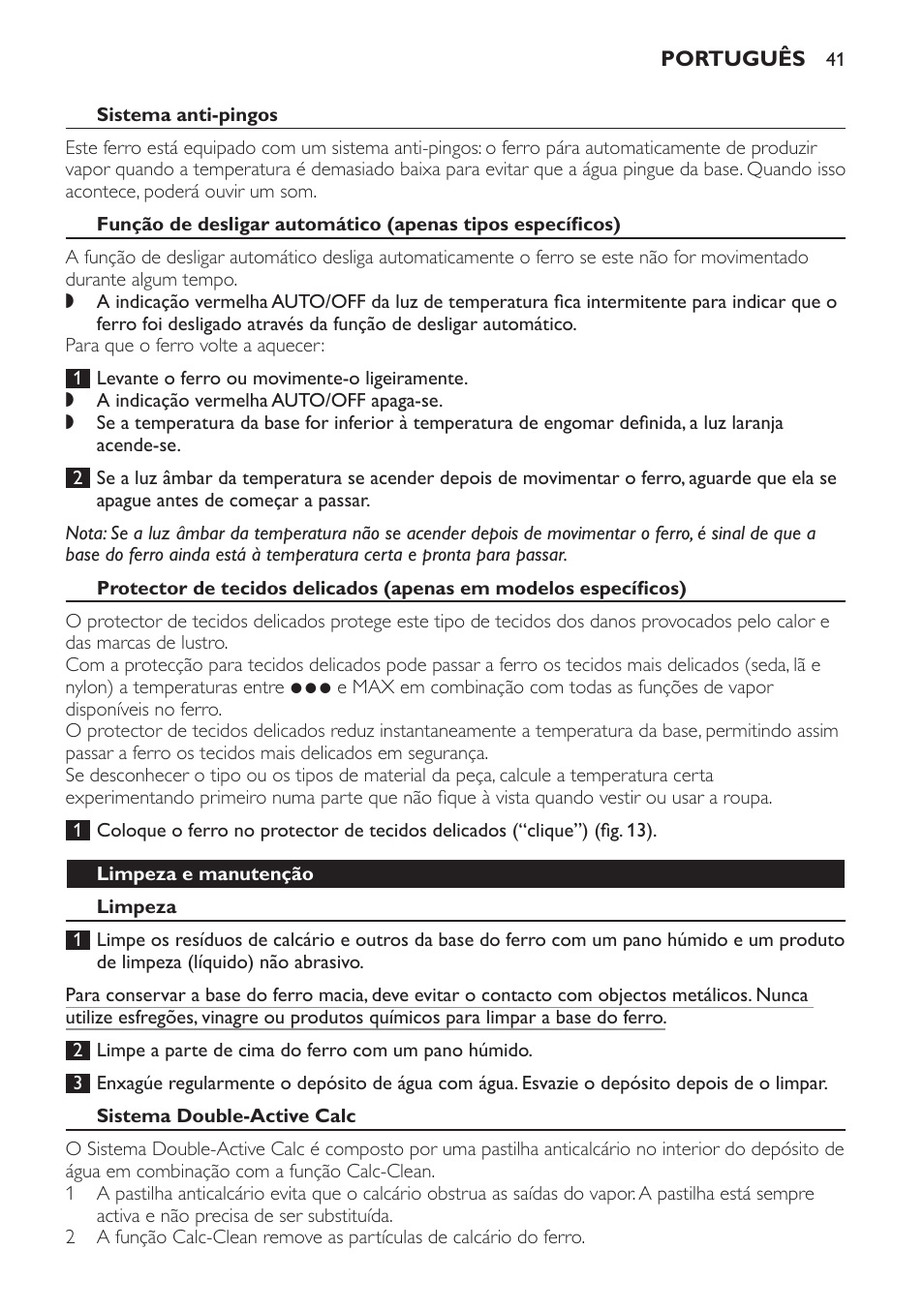 Philips Azur Fer vapeur User Manual | Page 41 / 64