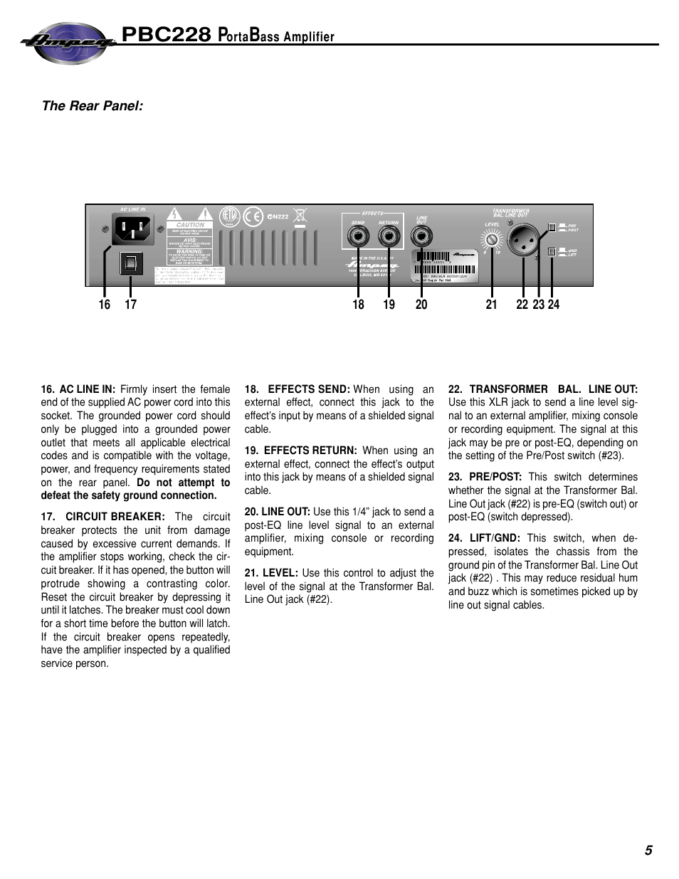 Pbc228 p | Ampeg PBC228 User Manual | Page 5 / 8