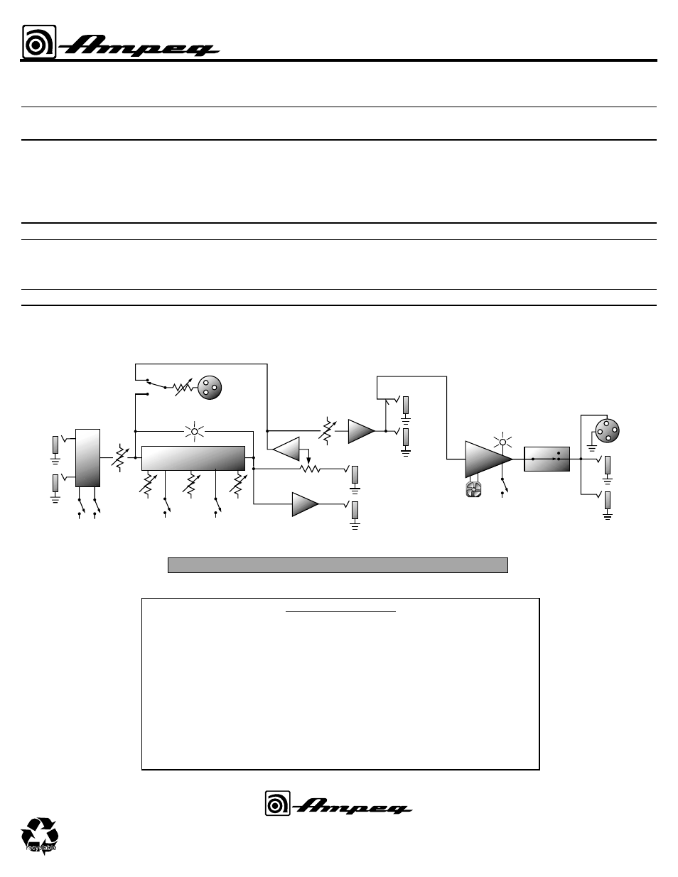 B500dr programmable bass amplifier, Technical specifications system block diagram | Ampeg B500DR User Manual | Page 8 / 20