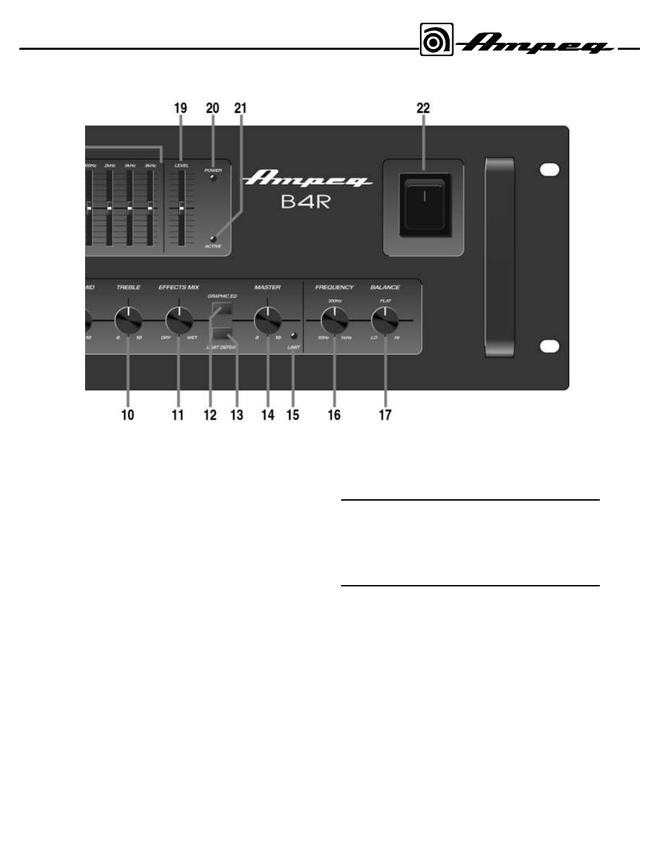 The front panel controls and their use – con’t | Ampeg B4R User Manual | Page 5 / 12