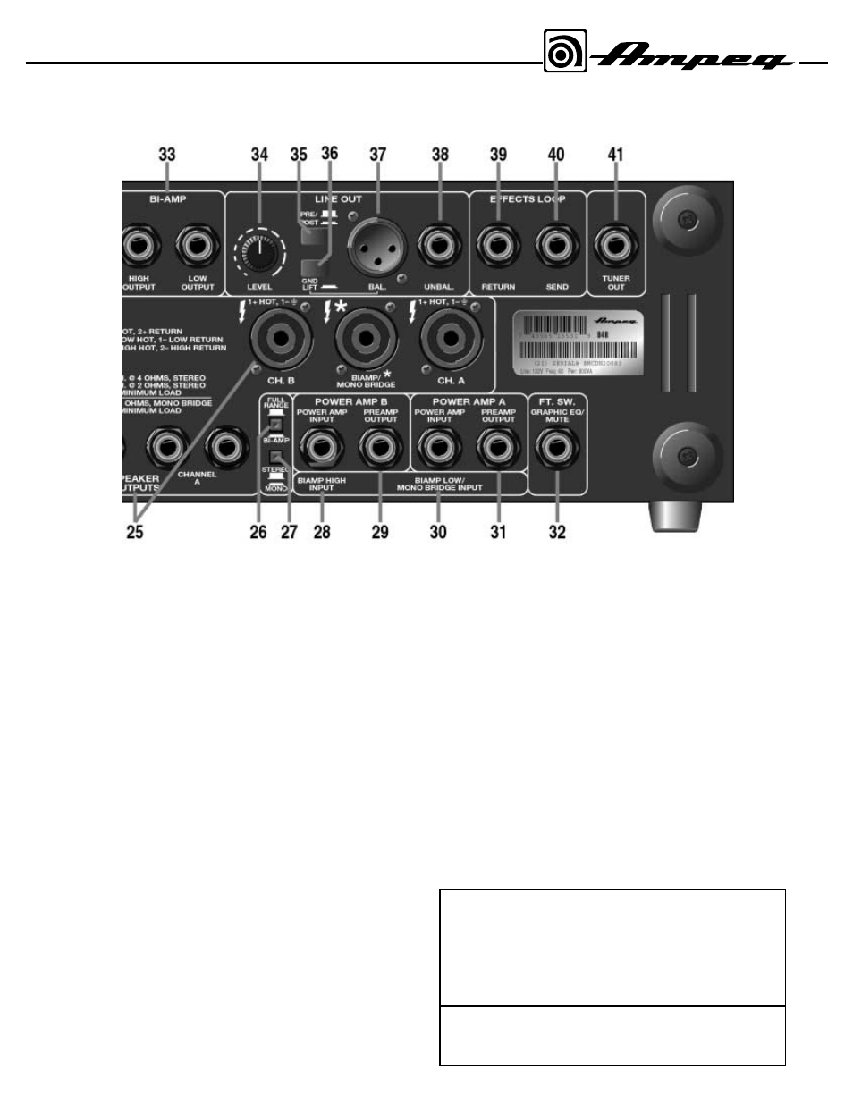 The rear panel – con’t | Ampeg B4R User Manual | Page 7 / 12