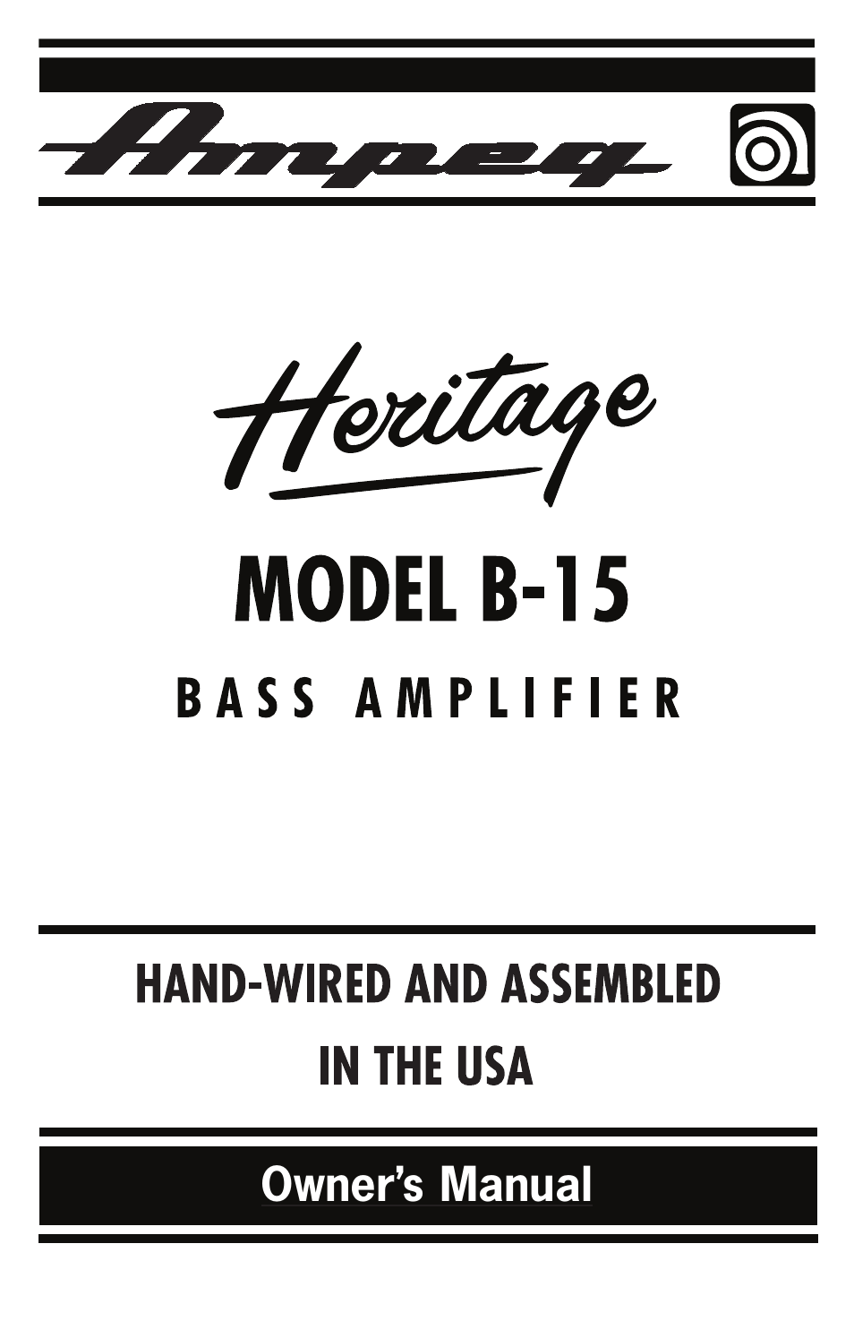 Ampeg HERITAGE B-15 User Manual | 12 pages