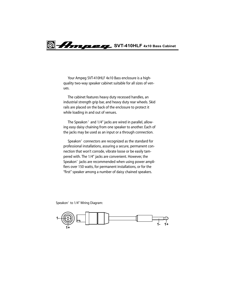 Svt-410hlf | Ampeg Svt-410hlf User Manual | Page 2 / 4