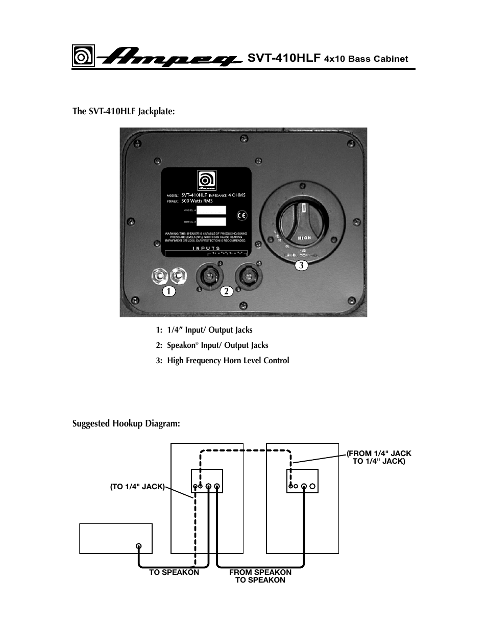 Svt-410hlf | Ampeg Svt-410hlf User Manual | Page 3 / 4