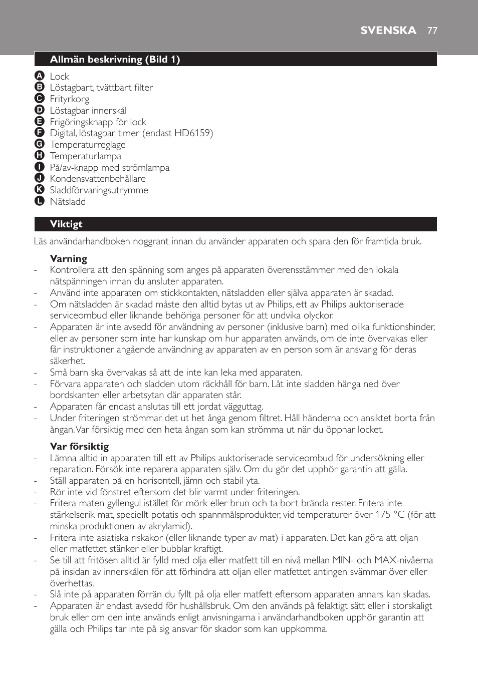 Philips Friteuse User Manual | Page 77 / 100