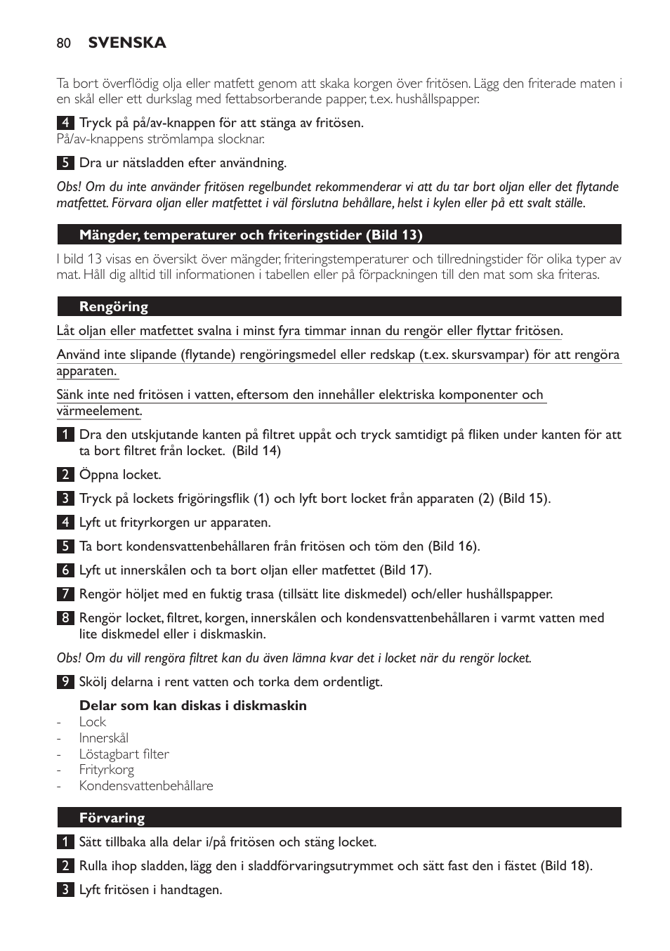 Timer (endast hd6159), Ställa in timern, Ta bort timern | Efter fritering | Philips Friteuse User Manual | Page 80 / 100