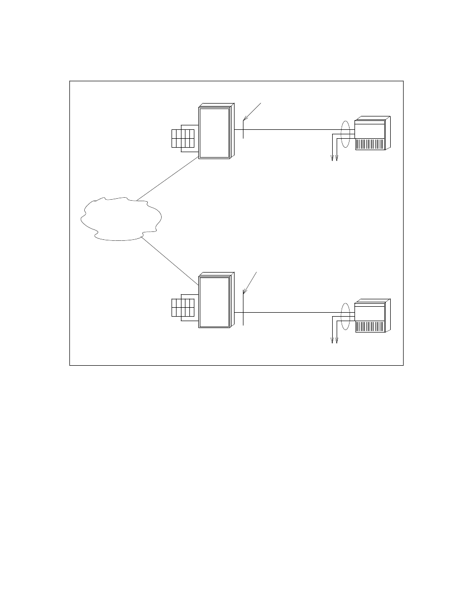 Figure 5-3. dcp mode 2 network (modem pooling) | AT&T AUDIX Networking 585-300-903 User Manual | Page 58 / 268