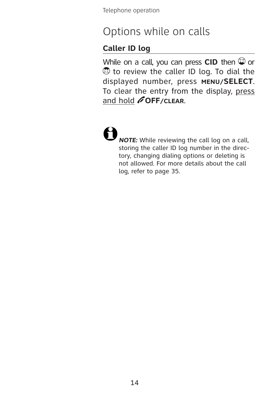 Options while on calls | AT&T E3813B User Manual | Page 17 / 69