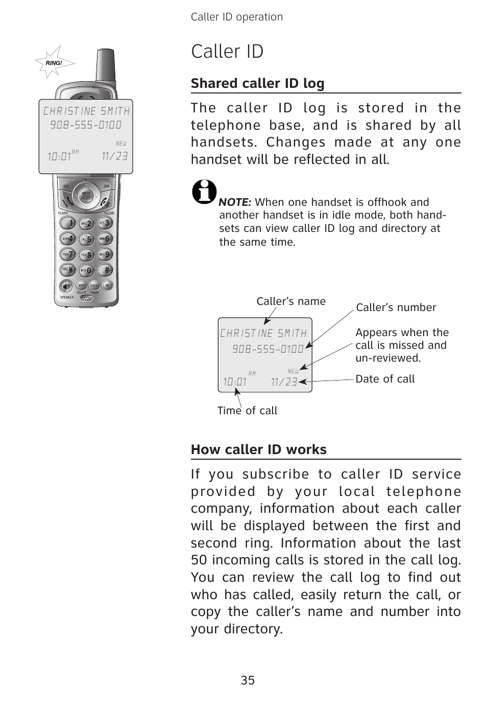 Caller id | AT&T E3813B User Manual | Page 38 / 69