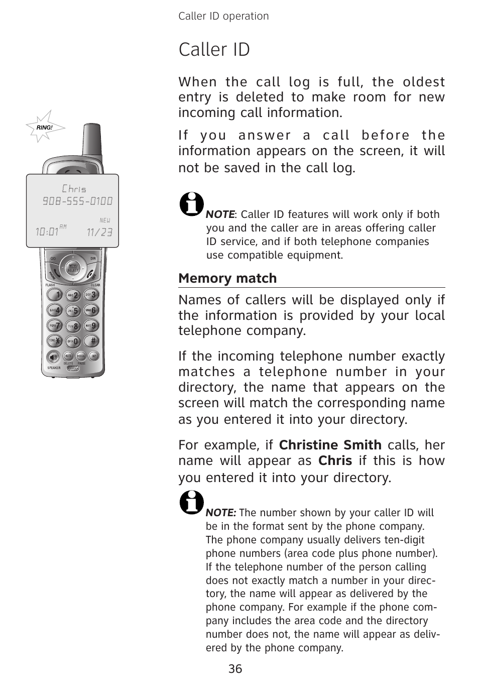 Caller id | AT&T E3813B User Manual | Page 39 / 69
