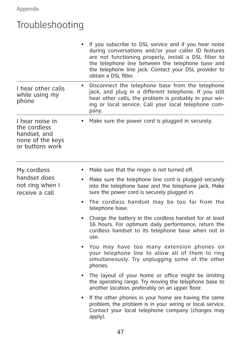 Troubleshooting | AT&T E3813B User Manual | Page 50 / 69