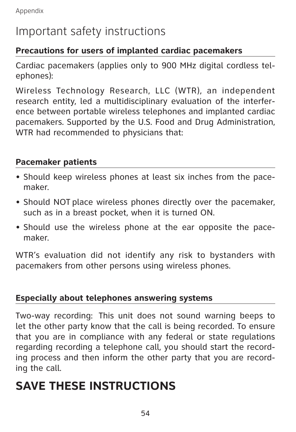 Important safety instructions, Save these instructions | AT&T E3813B User Manual | Page 57 / 69