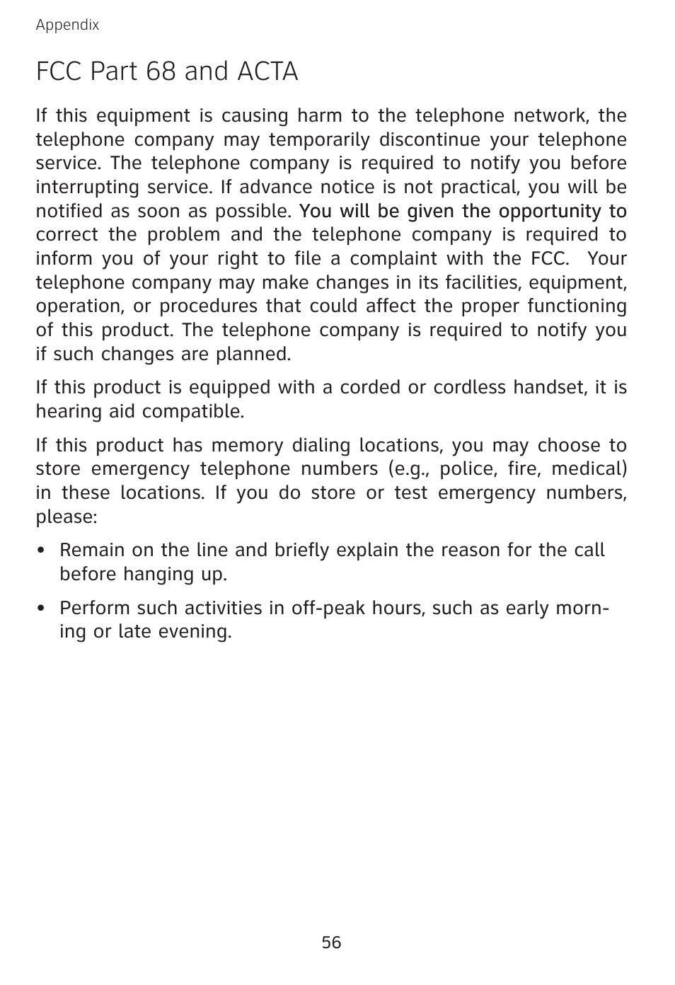 Fcc part 68 and acta | AT&T E3813B User Manual | Page 59 / 69
