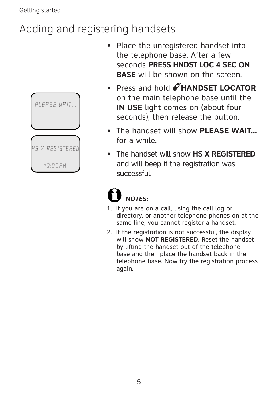 Adding and registering handsets | AT&T E3813B User Manual | Page 8 / 69