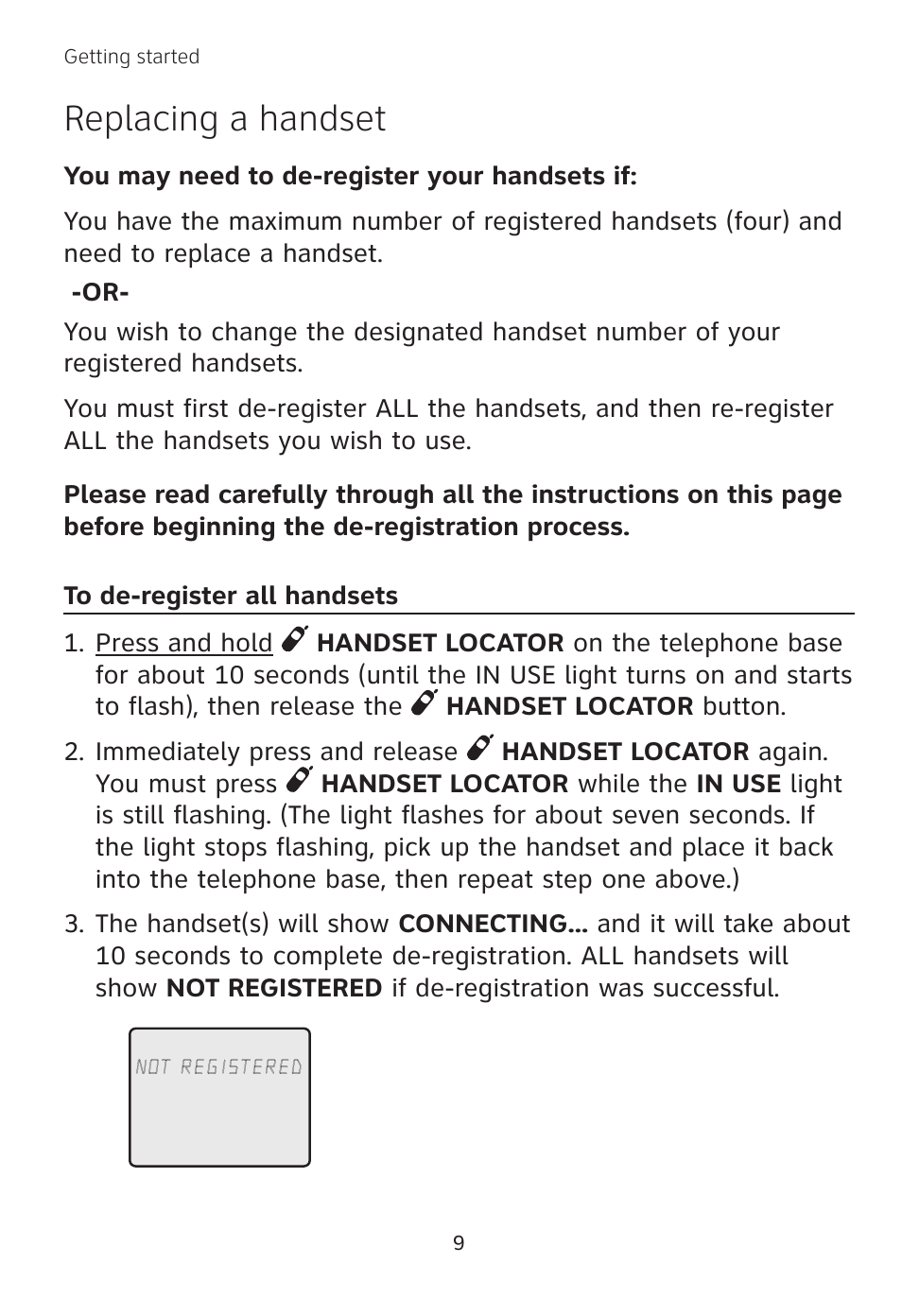 Replacing a handset | AT&T TL 74208 User Manual | Page 13 / 41