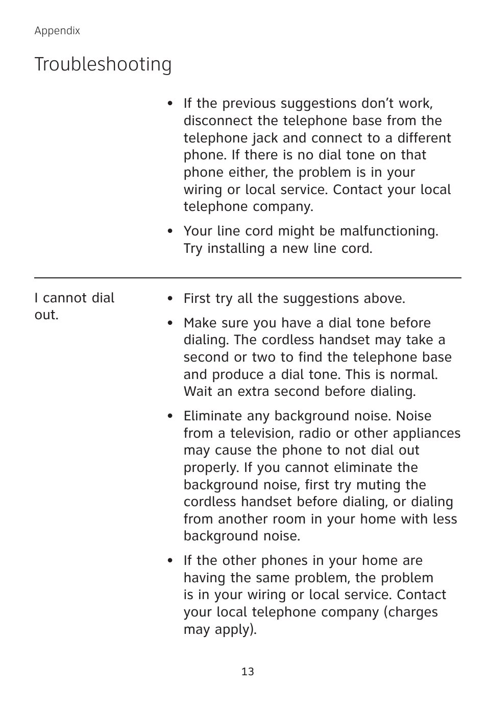 Troubleshooting | AT&T TL 74208 User Manual | Page 17 / 41