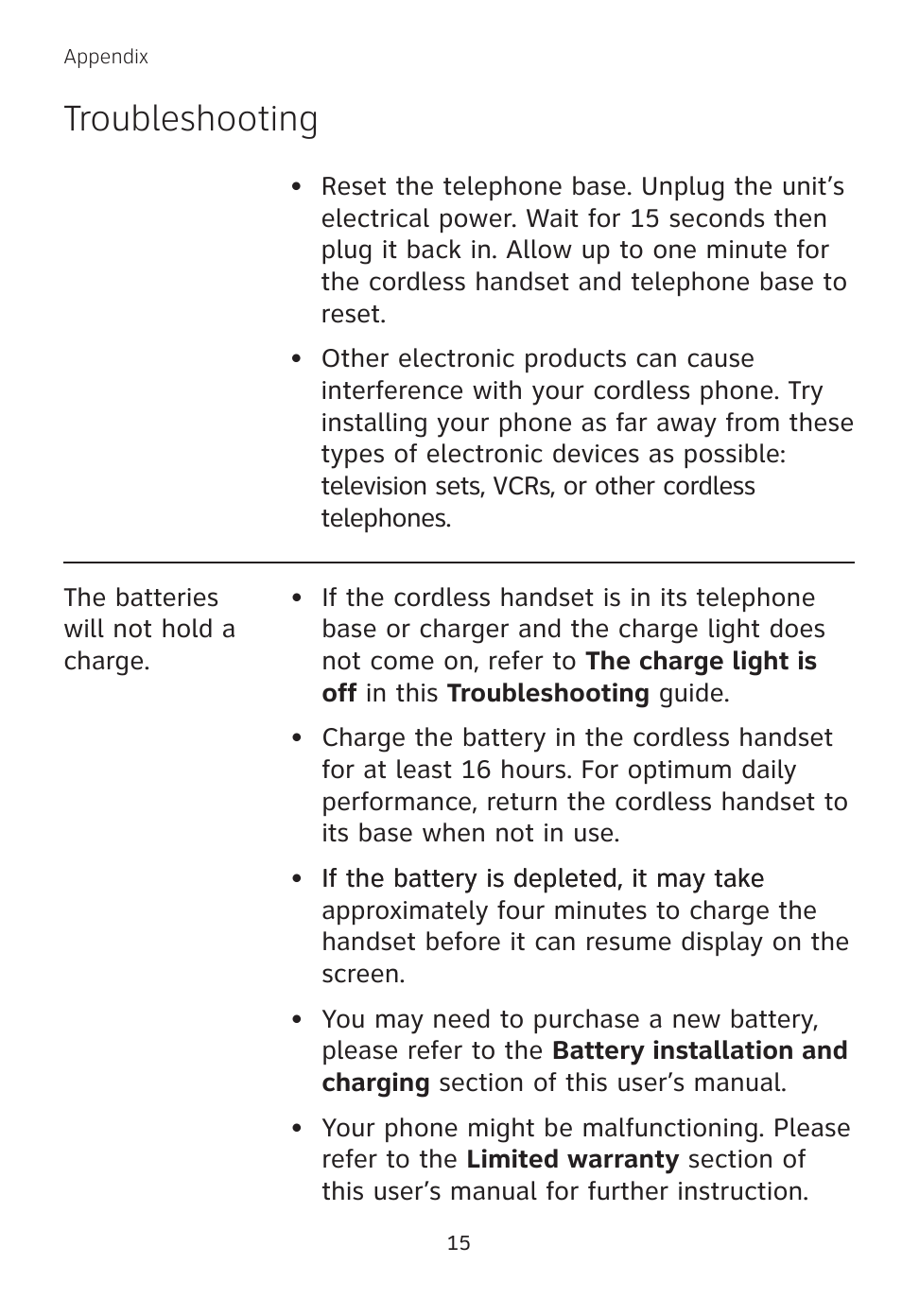 Troubleshooting | AT&T TL 74208 User Manual | Page 19 / 41