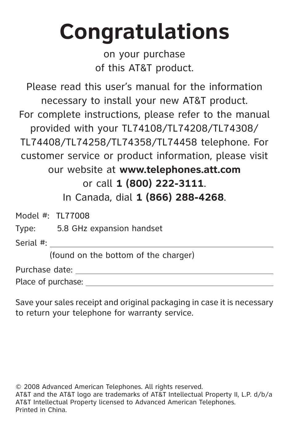AT&T TL 74208 User Manual | Page 2 / 41