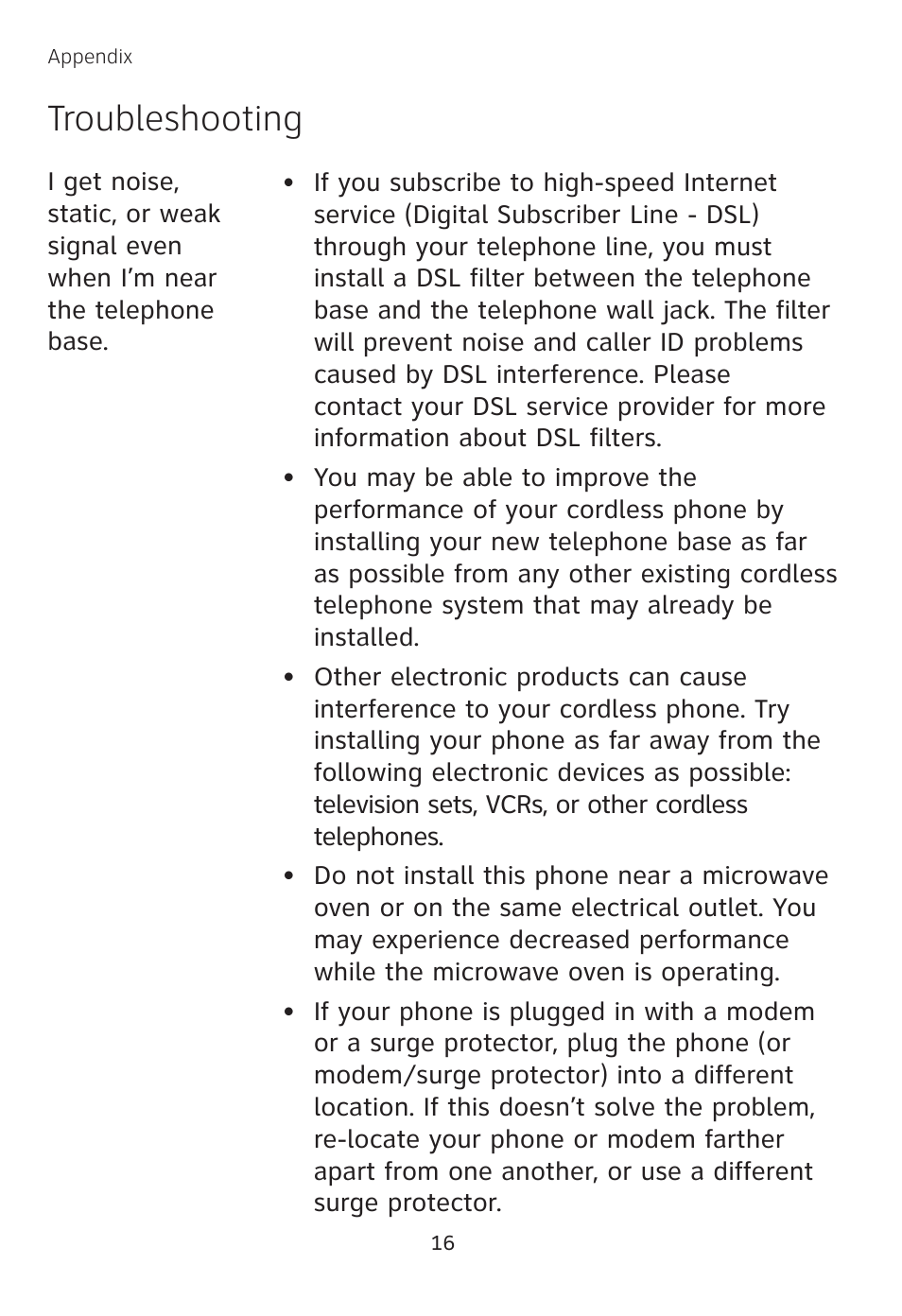 Troubleshooting | AT&T TL 74208 User Manual | Page 20 / 41