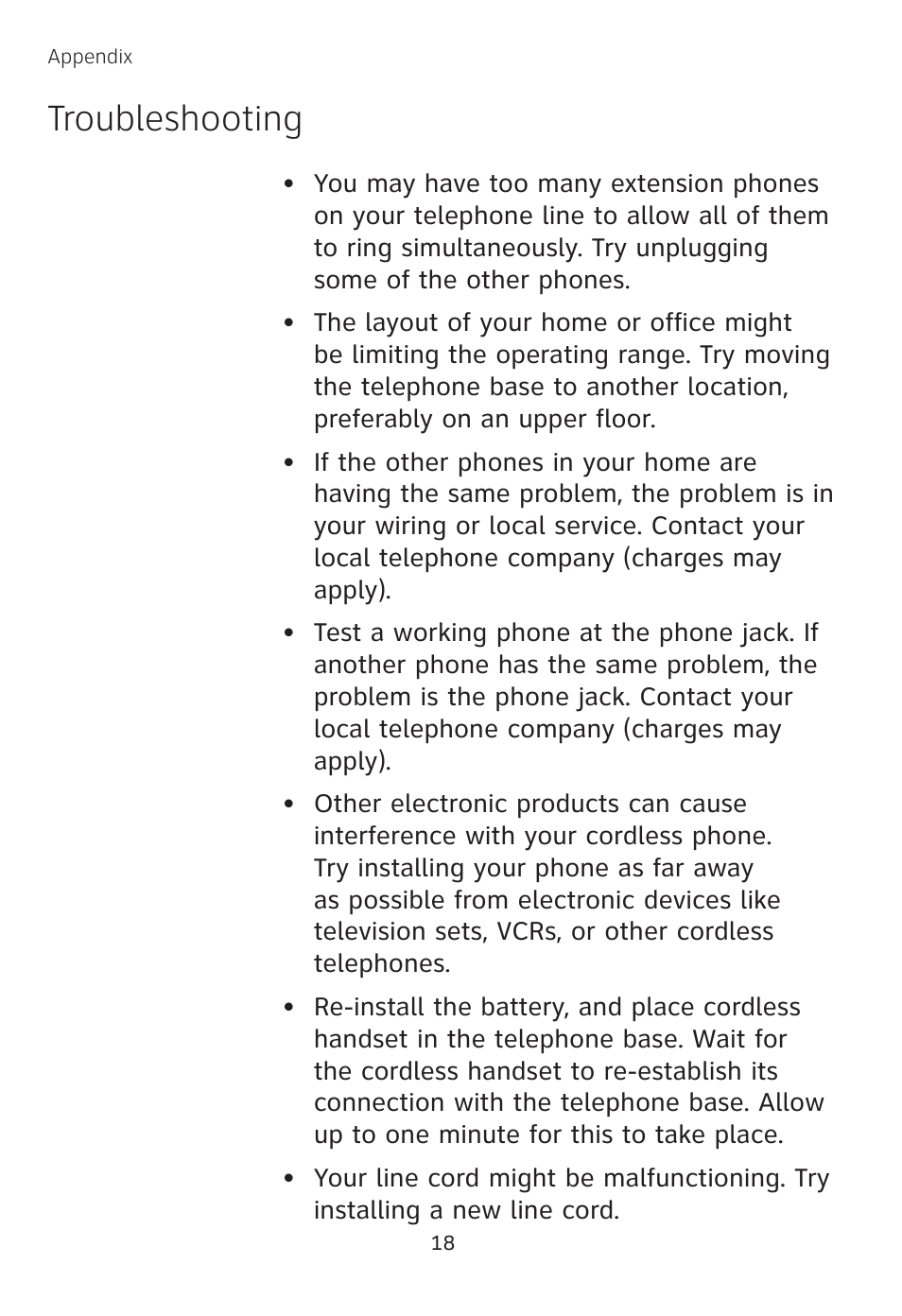 Troubleshooting | AT&T TL 74208 User Manual | Page 22 / 41