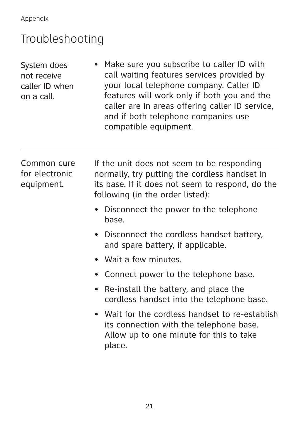 Troubleshooting | AT&T TL 74208 User Manual | Page 25 / 41