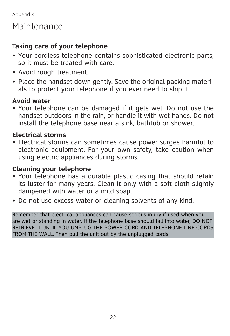 Maintenance | AT&T TL 74208 User Manual | Page 26 / 41