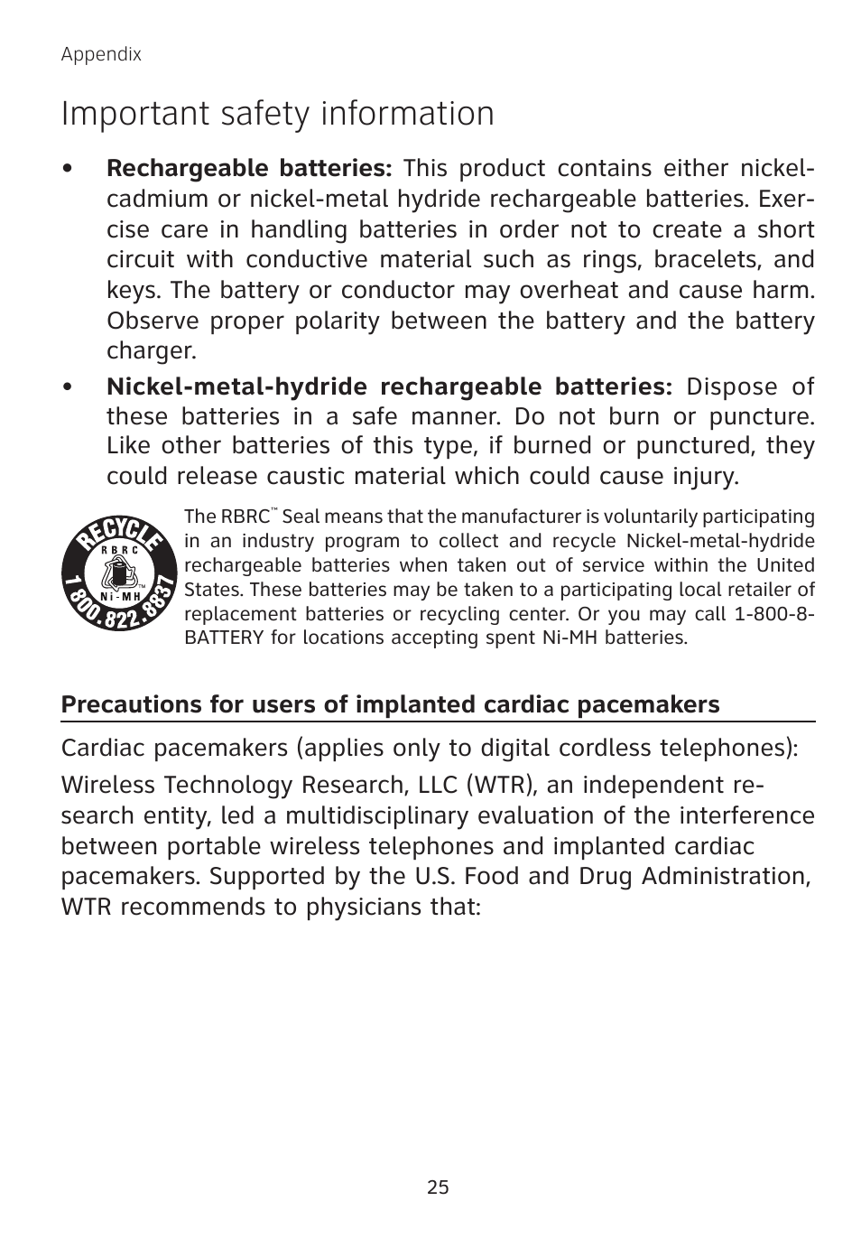 Important safety information | AT&T TL 74208 User Manual | Page 29 / 41