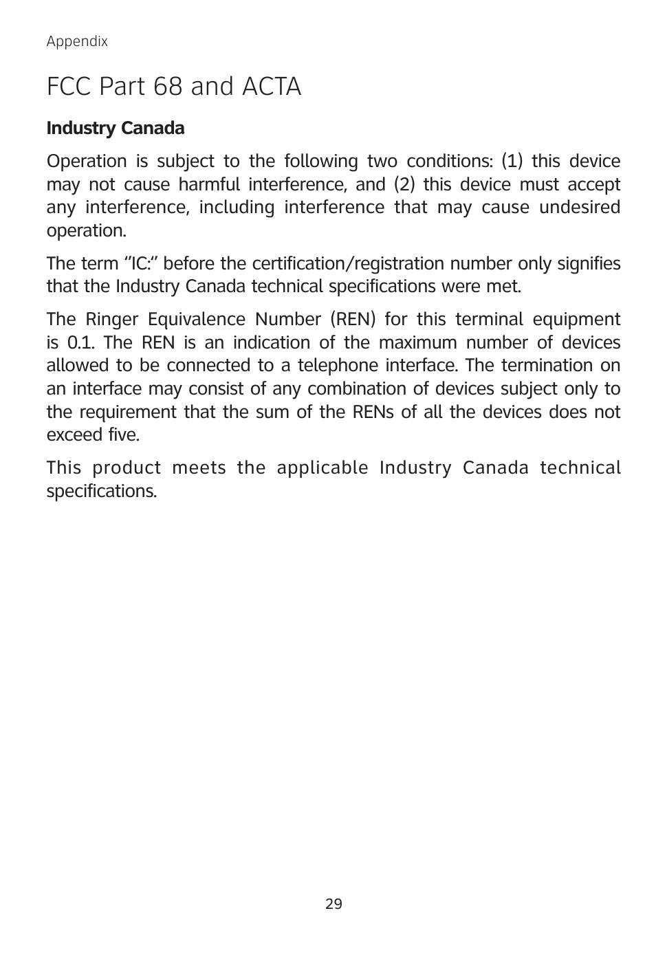 Fcc part 68 and acta | AT&T TL 74208 User Manual | Page 33 / 41