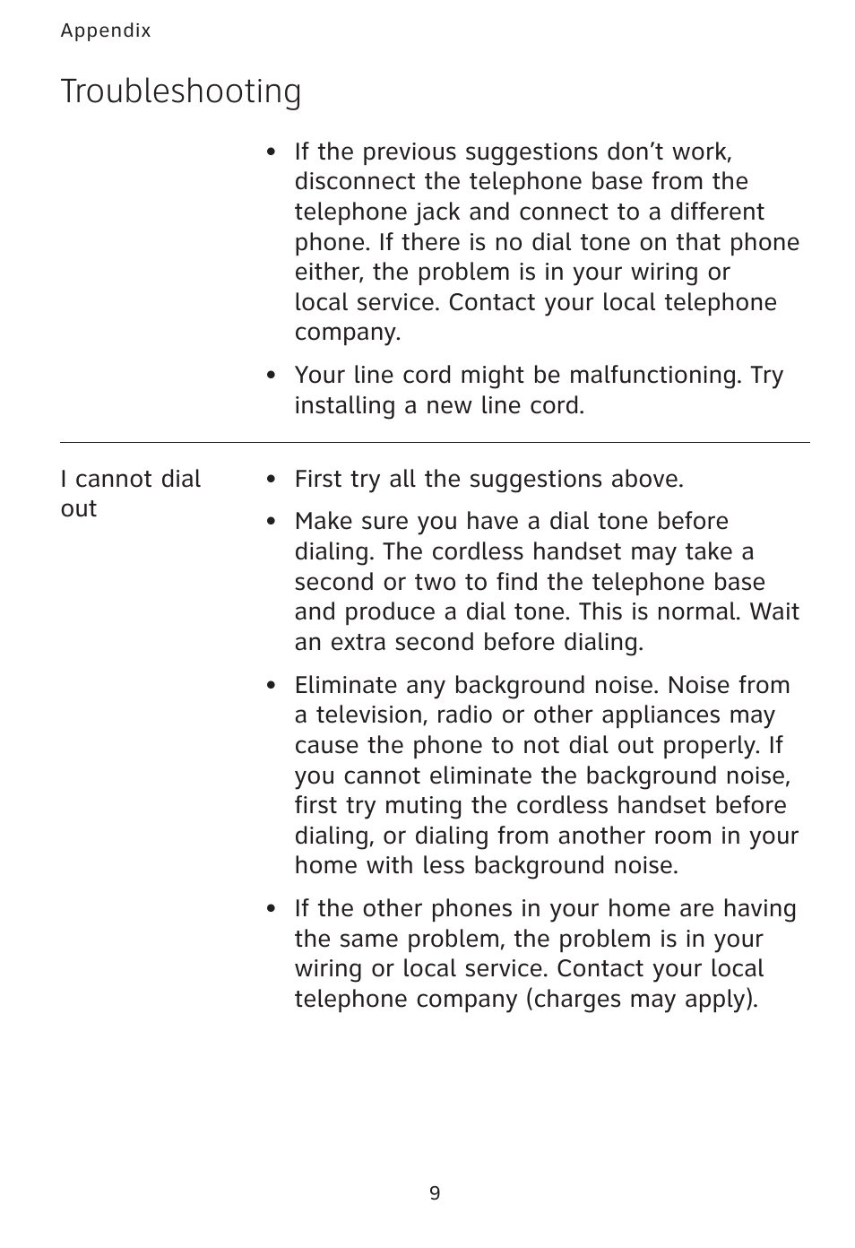 Troubleshooting | AT&T AT3101 User Manual | Page 12 / 35
