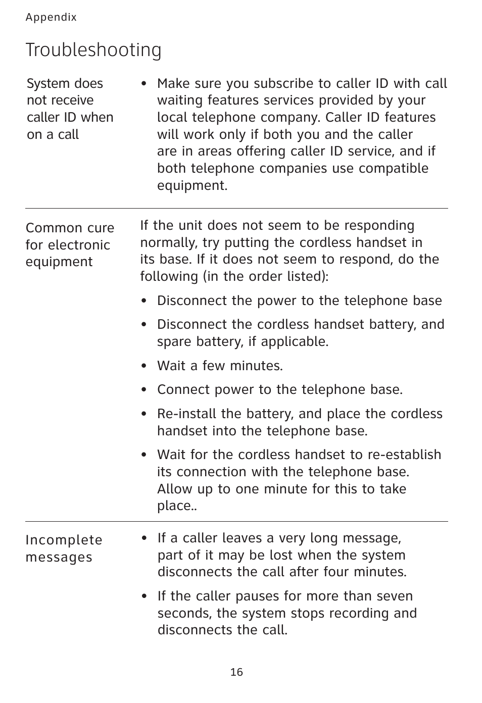 Troubleshooting | AT&T AT3101 User Manual | Page 19 / 35