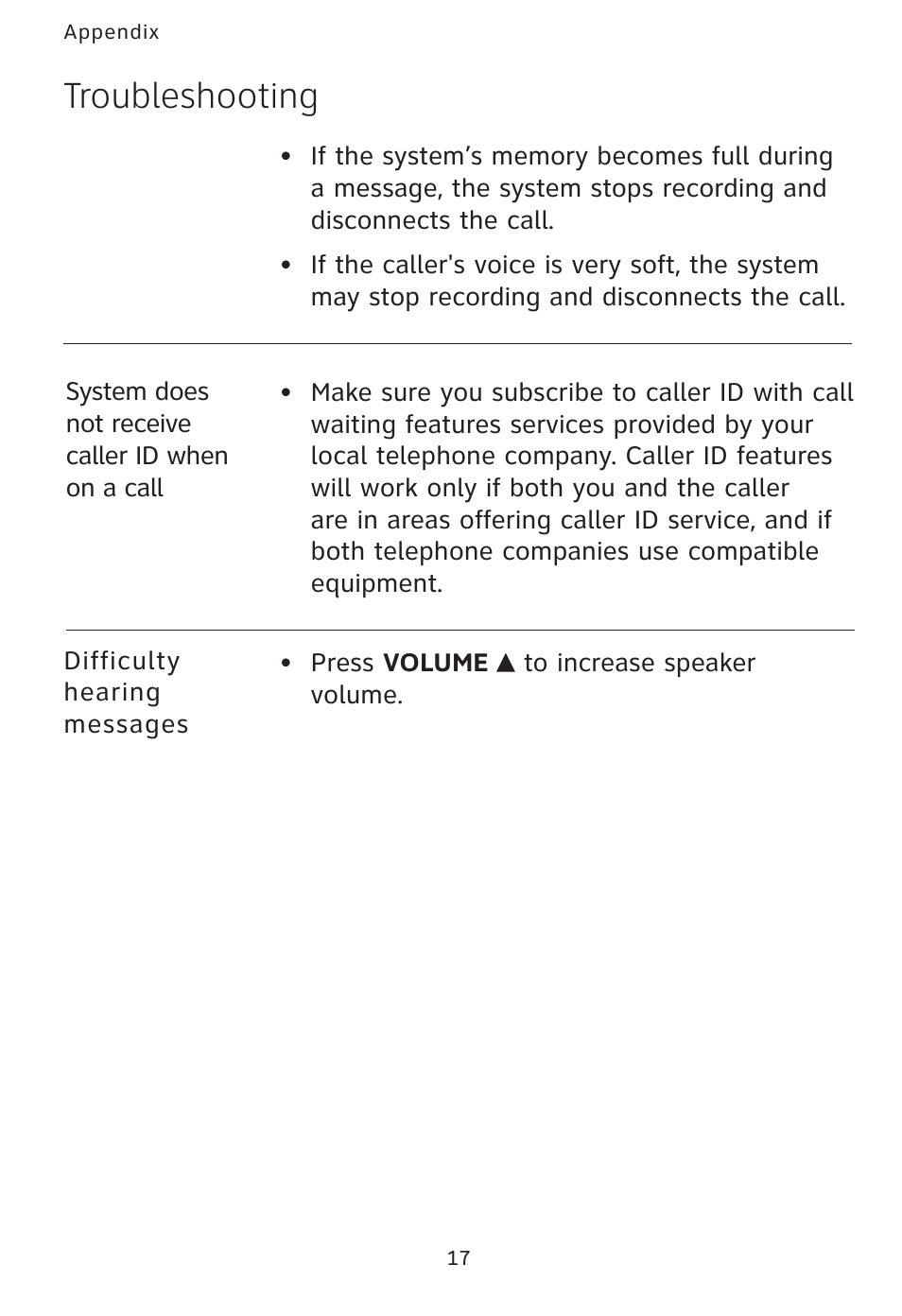 Troubleshooting | AT&T AT3101 User Manual | Page 20 / 35