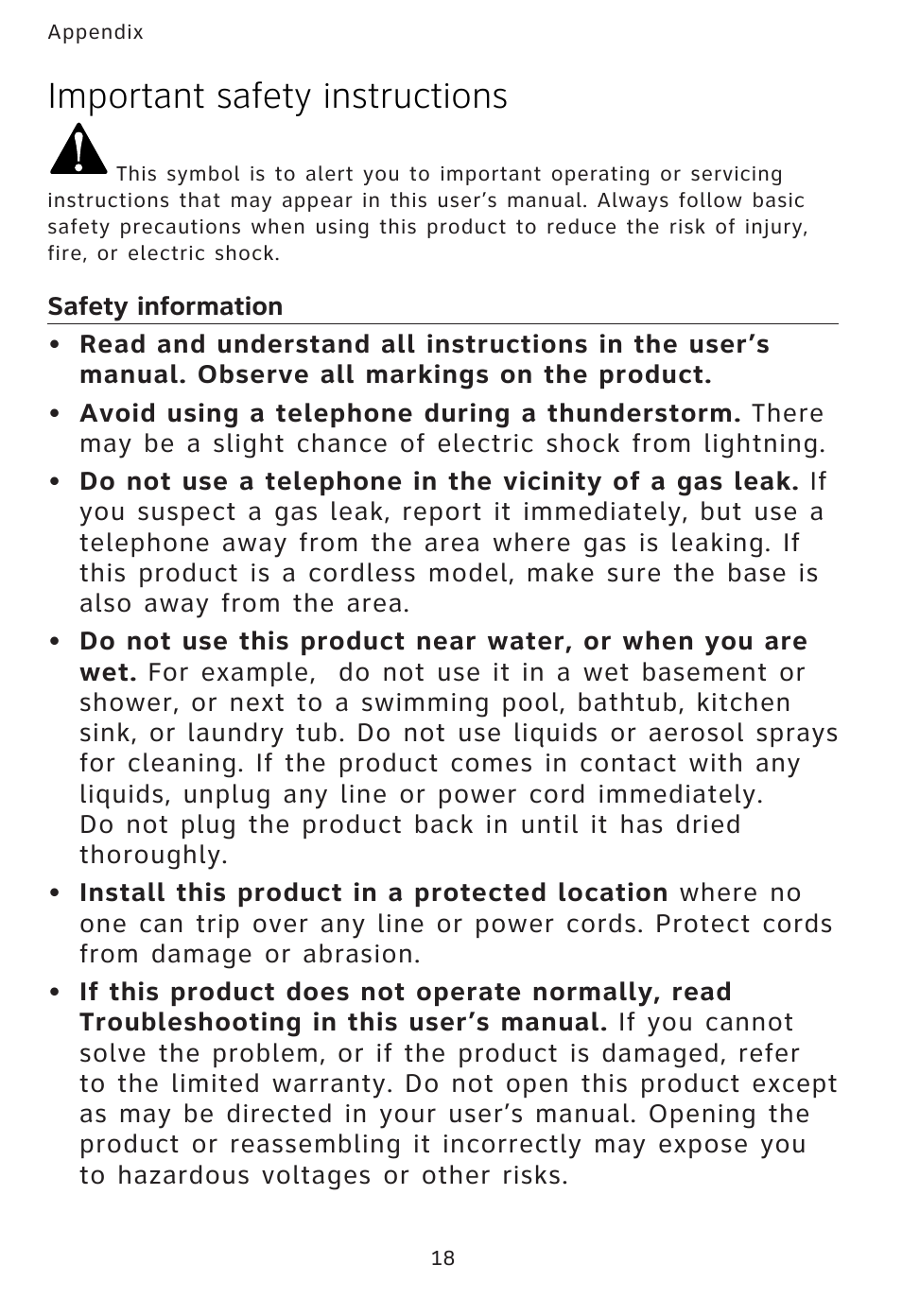 Important safety instructions | AT&T AT3101 User Manual | Page 21 / 35