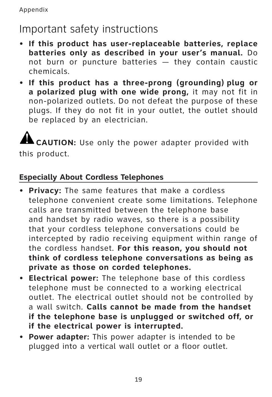 Important safety instructions | AT&T AT3101 User Manual | Page 22 / 35