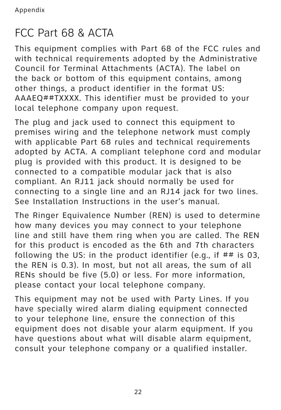 Fcc part 68 & acta | AT&T AT3101 User Manual | Page 25 / 35